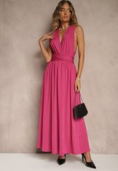 Ciemnoróżowa Sukienka Koktajlowa Multiway z Wiskozą Wiązana na Szyi Lilovea. Czerwone sukienki damskie Renee, na imprezę, l, bez wzorów, z wiskozy, eleganckie, bez kołnierzyka, bez ramiączek, maxi, rozkloszowane. Za 189.99 zł.