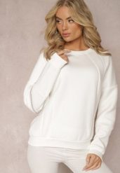 Biała Bawełniana Bluza z Łańcuszkiem Eleutia. Białe bluzy damskie Renee, bez wzorów, z bawełny, casualowe, bez ramiączek, bez kaptura. Za 79.99 zł.