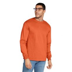 Ultra Bawełniana Koszulka Z Długim Rękawem Unisex Dla Dorosłych. Brązowe bluzki damskie GILDAN, xl, bez wzorów, z bawełny, sportowe, bez kołnierzyka, bez ramiączek. Za 107.99 zł.