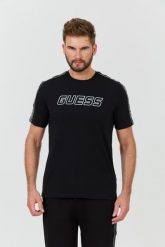 GUESS Czarny t-shirt Arlo Cn. Czarne t-shirty męskie Guess, l, z aplikacjami, bez kołnierzyka, bez ramiączek. W wyprzedaży za 119.99 zł.
