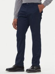 Calvin Klein Chinosy LV040EM633 Granatowy Slim Fit. Niebieskie eleganckie spodnie męskie Calvin Klein, bez wzorów, z bawełny. Za 429.99 zł.