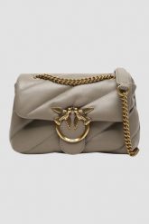 PINKO Ciemno beżowa torebka Love Puff Mini CL. Brązowe torebki do ręki damskie Pinko, bez wzorów, ze skóry, bez dodatków. W wyprzedaży za 1,289.99 zł.