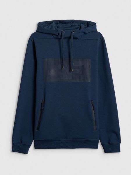 4F Bluza dresowa regular z kapturem męska - granatowa M. Niebieskie bluzy męskie 4F, m, bez wzorów, z bawełny, bez ramiączek, z kapturem. Za 199.99 zł.