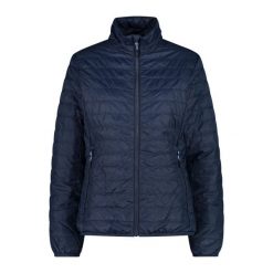 Damska kurtka puchowa CMP. Niebieskie kurtki sportowe damskie CMP, xs, bez wzorów, z materiału, bez ramiączek, z kapturem, narciarskie. Za 353.35 zł.
