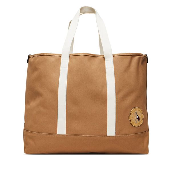 Torebka Tommy Hilfiger. Brązowe shopperki damskie Tommy Hilfiger, bez wzorów, bez dodatków. Za 279.99 zł.