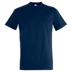 Koszulka Unisex Dla Dorosłych Z Bawełny Imperial Ringspun. Niebieskie bluzki damskie SOL'S, s, bez wzorów, z bawełny, sportowe, bez kołnierzyka, bez ramiączek. Za 42.99 zł.