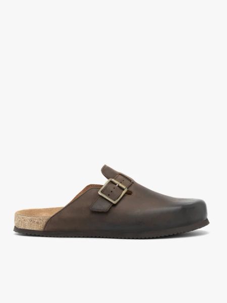 Brązowe klapki mule. Brązowe klapki męskie Ryłko, bez wzorów, ze skóry, bez zapięcia. Za 449.99 zł.