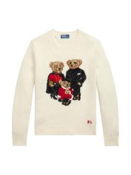 Polo Ralph Lauren Sweter 710B28796001 Kremowy Regular Fit. Białe swetry męskie Polo Ralph Lauren, m, bez wzorów, bez kołnierzyka, bez ramiączek. Za 3,499.00 zł.