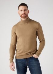 WRANGLER MĘSKA SWETER ROLL NECK KNIT LEAD GREY 112343113 W8D4016778. Szare swetry męskie Wrangler, m, bez wzorów, bez kołnierzyka, bez ramiączek. Za 199.99 zł.