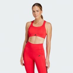 Biustonosz TLRD Impact Training High Support. Czerwone bielizna sportowa damska Adidas, plus size, bez wzorów, z materiału, climacool (adidas). Za 279.00 zł.