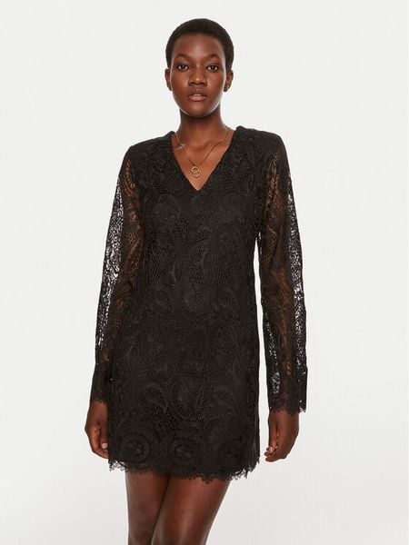 TWINSET Sukienka koktajlowa 242TP2467 Czarny Regular Fit. Czarne sukienki damskie Twinset, bez wzorów, z syntetyku, wizytowe, bez kołnierzyka, bez ramiączek. Za 689.99 zł.