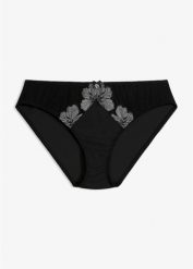 Figi ze szlachetnym haftem. Czarne majtki damskie bonprix. Za 32.99 zł.