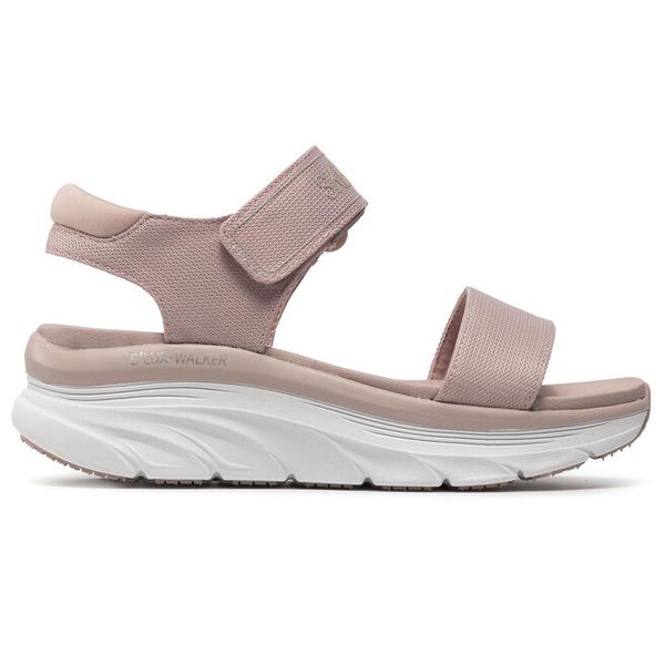 Sandały Skechers. Czerwone sandały damskie Skechers, bez wzorów, bez obcasa, na koturnie, bez zapięcia. Za 269.99 zł.