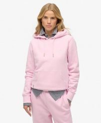 Superdry Bluza z kapturem Essential Logo z haftem. Czerwone bluzy damskie Superdry, bez wzorów, z bawełny, klasyczne, bez ramiączek, z kapturem. Za 282.85 zł.