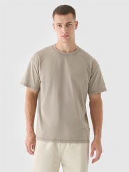 4F T-shirt z efektem acid wash męski - brązowy M. Brązowe t-shirty męskie 4F, m, bez wzorów, z bawełny, bez kołnierzyka, bez ramiączek. W wyprzedaży za 39.99 zł.