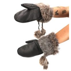 Czarne Rękawiczki Luka-Pelli Z Naturalnym Futrem Z Lisa. Czarne rękawiczki damskie Luka-Pelli, z aplikacjami, ze skóry. Za 209.00 zł.