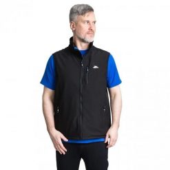 Kurtka Męska Vassus SoftShell. Czarne kurtki męskie Trespass, l, bez wzorów, z elastanu, bez kaptura, trekkingowe. Za 90.99 zł.