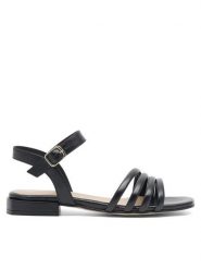 Badura Sandały E22-21451IBT Czarny. Czarne sandały damskie Badura, bez wzorów, ze skóry, bez obcasa, na płaskiej podeszwie, bez zapięcia. Za 269.99 zł.