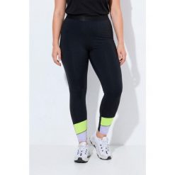 Damskie Sportowe legginsy szerokie kolorowe pasy kieszenie. Czarne legginsy damskie Ulla Popken, bez wzorów, z elastanu. Za 239.99 zł.