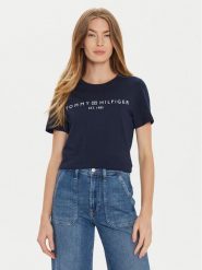 Tommy Hilfiger T-Shirt WW0WW40276 Granatowy Regular Fit. Niebieskie t-shirty damskie Tommy Hilfiger, xs, bez wzorów, z bawełny, bez kołnierzyka, bez ramiączek. Za 119.99 zł.