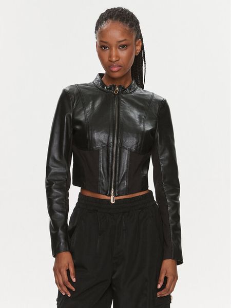 Pinko Kurtka skórzana Giano Giubbino. 103010 A1KB Czarny Regular Fit. Czarne kurtki damskie Pinko, bez wzorów, z bawełny, bez kaptura. Za 1,449.00 zł.