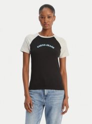 Guess Jeans T-Shirt W6GIB0 J1314 Czarny Regular Fit. Czarne t-shirty damskie Guess Jeans, xs, z aplikacjami, z bawełny, bez kołnierzyka, bez ramiączek. Za 159.99 zł.