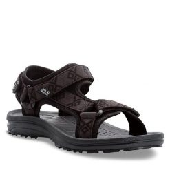 Sandały Jack Wolfskin. Czarne sandały damskie Jack Wolfskin, bez wzorów, bez obcasa, bez zapięcia. Za 179.99 zł.