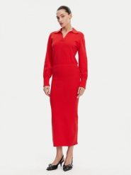 French Connection Sukienka dzianinowa 71YAU Czerwony Regular Fit. Czerwone sukienki damskie French Connection, l, bez wzorów, z bawełny, bez kołnierzyka, bez ramiączek. Za 339.99 zł.