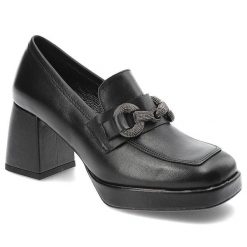 Czarne Półbuty Karino Eleganckie Skórzane Buty Na Obcasie. Czarne półbuty damskie Karino, bez wzorów, ze skóry, eleganckie, bez obcasa, na obcasie, bez zapięcia. Za 416.99 zł.