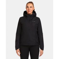 Damska kurtka outdoorowa Kilpi OLVERA-W. Czarne kurtki sportowe damskie Kilpi, m, bez wzorów, z softshellu, bez ramiączek, bez kaptura, trekkingowe. Za 566.65 zł.