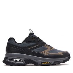 Trekkingi Skechers. Czarne buty zimowe męskie Skechers, bez wzorów, bez obcasa, bez zapięcia. Za 389.99 zł.