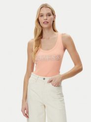 Guess Top W5GP29 KA0H1 Beżowy Regular Fit. Brązowe topy damskie Guess, xs, z aplikacjami, z bawełny, bez kołnierzyka, bez ramiączek. Za 109.99 zł.