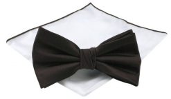 Mucha Męska z Poszetką (Zestaw) - Chattier - Czekoladowy Brąz. Brązowe krawaty i muchy Chattier, bez wzorów, eleganckie. Za 59.00 zł.