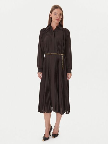 MICHAEL Michael Kors Sukienka koszulowa MF5838A7R3 Brązowy Regular Fit. Brązowe sukienki damskie MICHAEL Michael Kors, m, bez wzorów, z syntetyku, bez kołnierzyka, bez ramiączek, koszulowe. Za 879.99 zł.