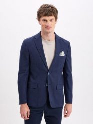 Nils Sundström Kurtka z zawartością lnu Mężczyźni Modern Fit len niebieski, 25. Niebieskie kurtki męskie Nils Sundström, m, bez wzorów, ze lnu, eleganckie, bez kaptura. Za 479.95 zł.