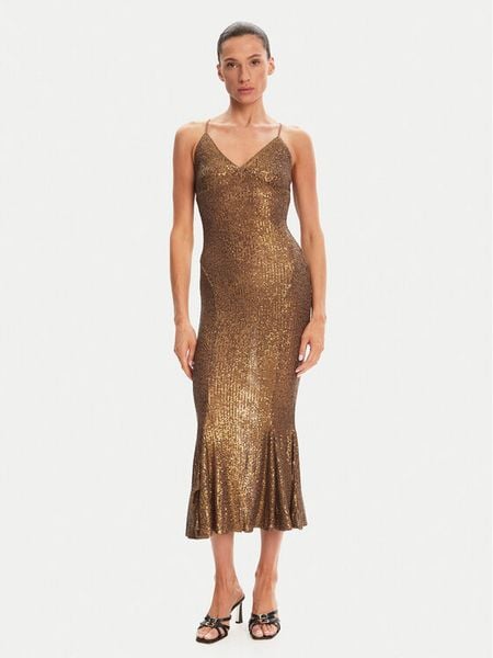 NORMA KAMALI Sukienka koktajlowa ST4243SQ162151 Brązowy Slim Fit. Brązowe sukienki damskie Norma Kamali, l, bez wzorów, z syntetyku, wizytowe, bez kołnierzyka, bez ramiączek. Za 979.99 zł.