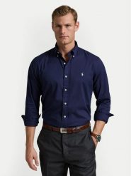 Polo Ralph Lauren Koszula 710937993009 Granatowy Custom Fit. Niebieskie koszule męskie Polo Ralph Lauren, m, bez wzorów, z bawełny, bez kołnierzyka, bez ramiączek. Za 569.99 zł.