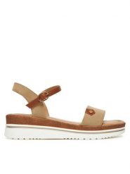 Clara Barson Sandały WS2506-01 Beżowy. Brązowe sandały damskie Clara Barson, bez wzorów, z materiału, bez obcasa, na koturnie, bez zapięcia. Za 119.99 zł.