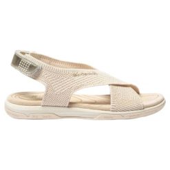 Sandały damskie TBS Jazzfit. Brązowe sandały damskie TBS, bez wzorów, z materiału, bez obcasa, bez zapięcia. Za 323.00 zł.