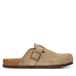 Klapki DeeZee. Brązowe klapki damskie DeeZee, bez wzorów, bez obcasa, bez zapięcia. Za 169.99 zł.