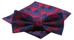 Mucha Męska z Poszetką w Zestawie - Alties - Granat w Czerwone Kwiaty. Czerwone krawaty i muchy Alties, bez wzorów, eleganckie. Za 54.00 zł.