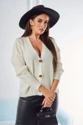 Sweter zapinany na guziki prążkowany ecru. Swetry nierozpinane damskie KESI, l, bez wzorów, prążkowane, biznesowe, bez kołnierzyka, plus size, bez ramiączek. Za 150.97 zł.