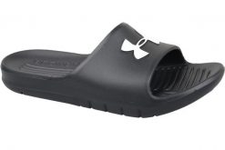 Klapki basenowe Under Armour CORE PTH SL. Czarne klapki męskie Under Armour, bez wzorów, z materiału, bez zapięcia. Za 134.40 zł.