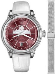 Zegarek damski Aviator V.1.33.0.264.4.WM-SET srebrny. Szare zegarki damskie AVIATOR, srebrne. Za 3,116.57 zł.