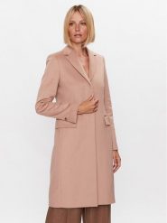 Calvin Klein Płaszcz wełniany K20K205670 Beżowy Regular Fit. Brązowe płaszcze damskie Calvin Klein, na zimę, bez wzorów, z wełny, bez kołnierzyka, bez kaptura. Za 3,469.00 zł.