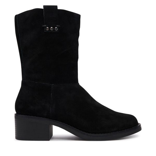Botki Clarks. Czarne botki damskie Clarks, bez wzorów, bez obcasa, na płaskiej podeszwie, bez zapięcia. Za 479.99 zł.