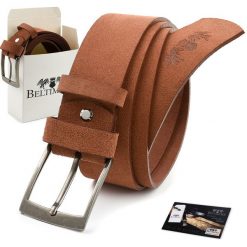 Beltimore Męski Pasek Skórzany Pudełko Zamszowy Camel A78 : Kolory - Brązowy, Beżowy, Rozmiar Pasków - R.115-130 Cm. Brązowe paski męskie z jeansu, eleganckie. Za 60.40 zł.