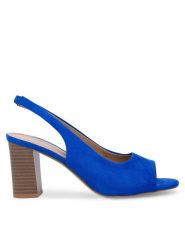 Clara Barson Sandały WYL3119-13 Niebieski. Niebieskie sandały damskie Clara Barson, bez wzorów, z materiału, bez obcasa, na słupku, bez zapięcia. Za 129.99 zł.