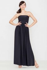 Czarna Zmysłowa Gorsetowa Maxi Sukienka. Czarne sukienki damskie Katrus, l, bez wzorów, z bawełny, bez kołnierzyka, bez ramiączek, maxi, gorsetowe. Za 259.00 zł.