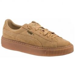 Buty do chodzenia damskie Puma Suede Platform. Brązowe obuwie sportowe damskie Puma, bez wzorów, bez zapięcia, trekkingowe, Puma Suede. W wyprzedaży za 199.00 zł.